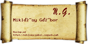 Miklósy Gábor névjegykártya